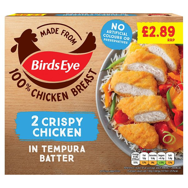Birds Eye 2 Crispy Chicken in Tempura Batter 170g [PM £2.89 ]