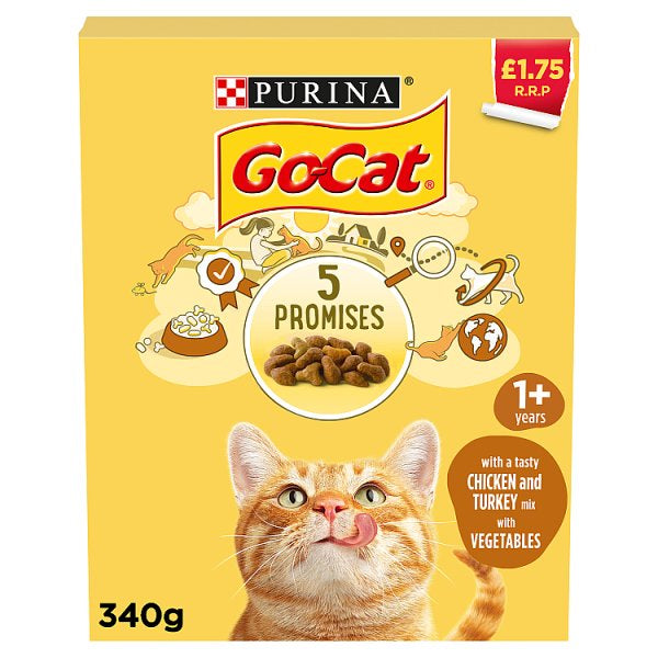 Go-Cat with a Tasty Chicken and Turkey Mix and with Vegetables 1+ Years 340g