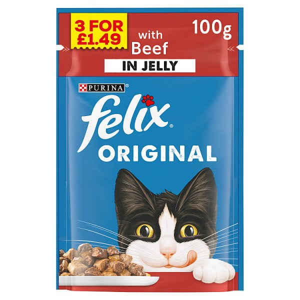 Felix Original with Beef in Jelly 100g [PM 3 for £1.49 ]