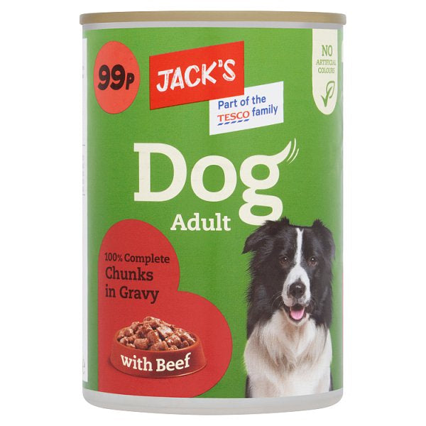 Jack's Dog Adult 100% Complete Chunks in Gravy with Beef 415g