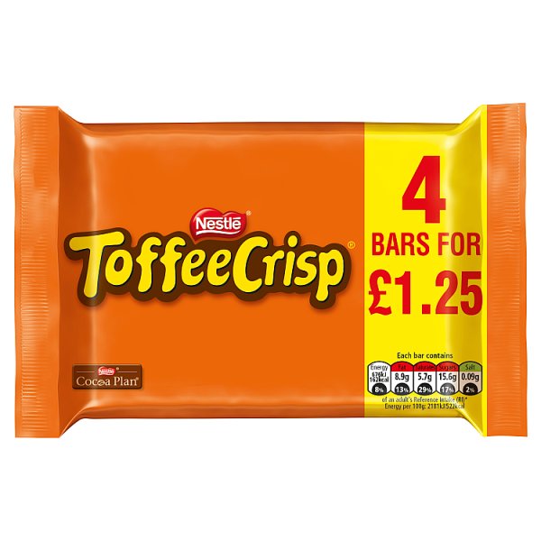 Toffee Crisp Milk Chocolate Bar Multipack 4 x 31g (124g)