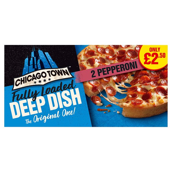 CHICAGO TOWN Fully Loaded Deep Dish Pepperoni Pizzas 2 x 155g (310g) [PM £2.50 ]