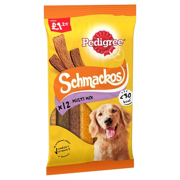 Pedigree Schmackos Adult Dog Treats Mixed Variery 12 Sticks 86g (PMP £1.25)
