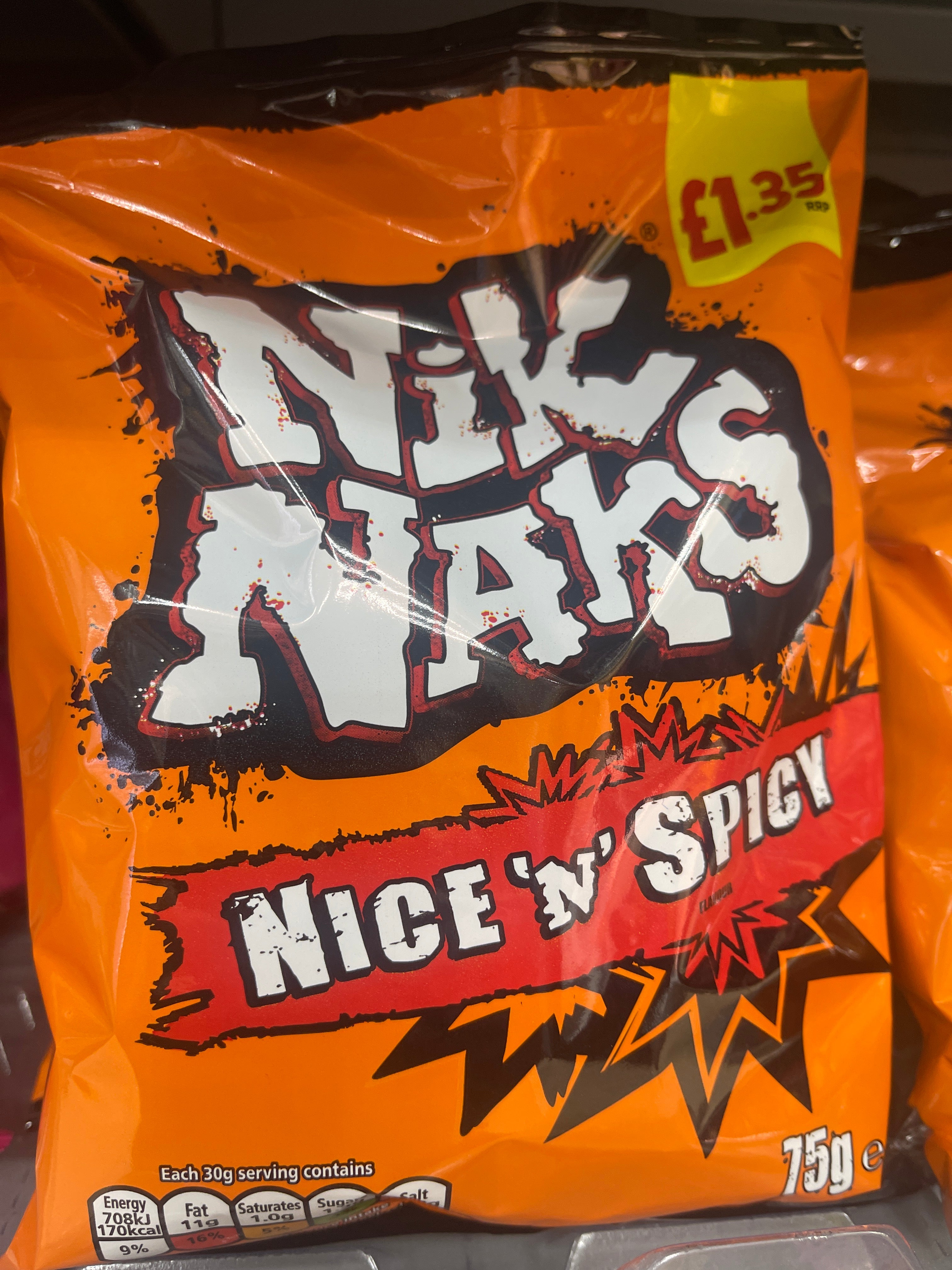 Nik Naks Nice 'N' Spicy Crisps 75g,