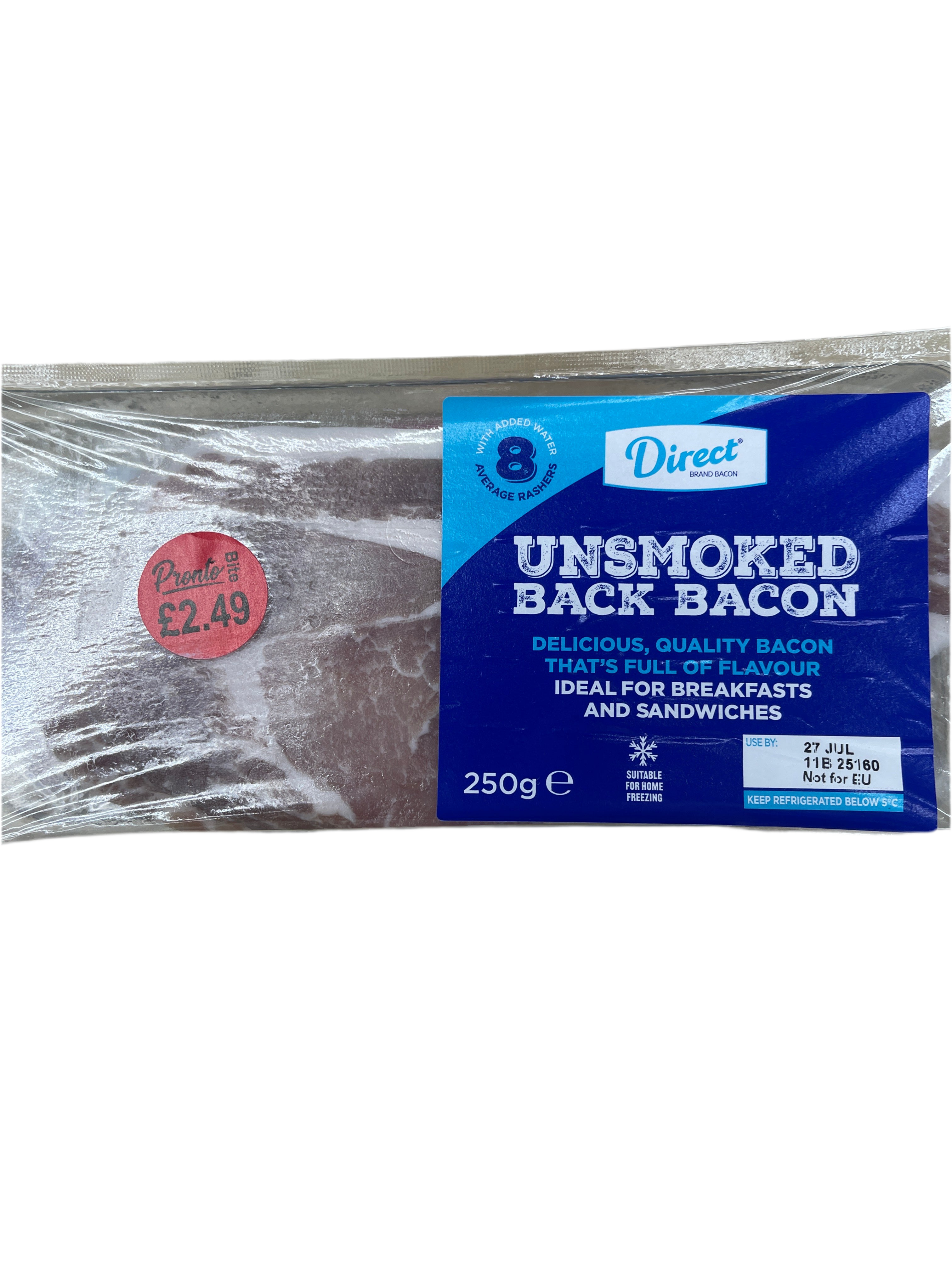 Direct unsmoked Back Bacon 250g