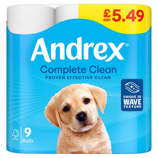 Andrex Complete clean Toilet Tissue 9 Roll £5.49 PMP