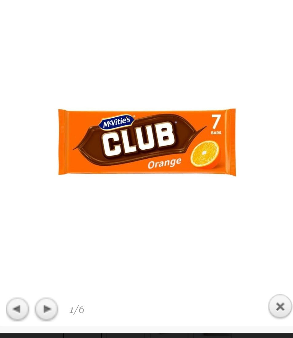 McVitie's Club Orange Chocolate Biscuit Bars Multipack 6 x 22.6g, 136g