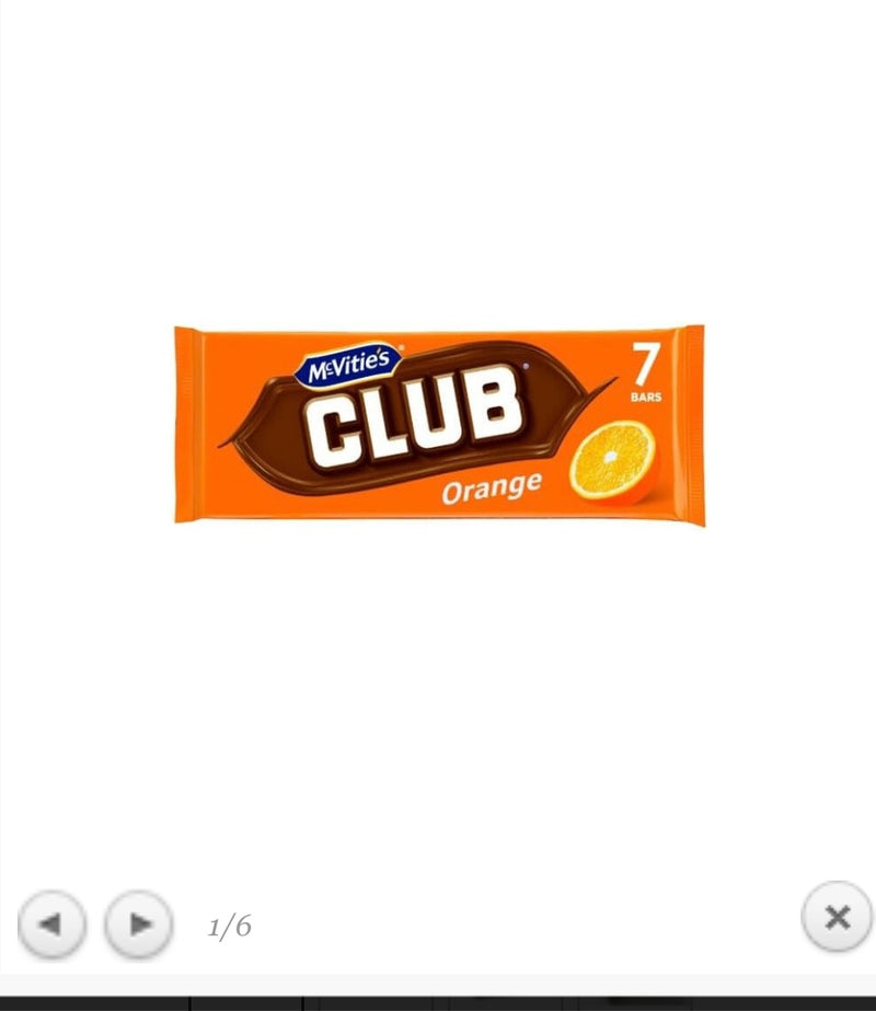 McVitie's Club Orange Chocolate Biscuit Bars Multipack 6 x 22.6g, 136g