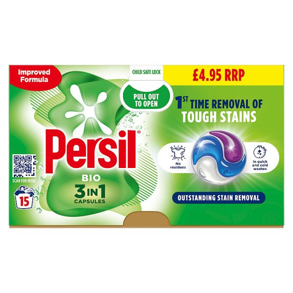 Persil 3 in 1 Washing Capsules Bio 15 Washes [PM £4.95 ]