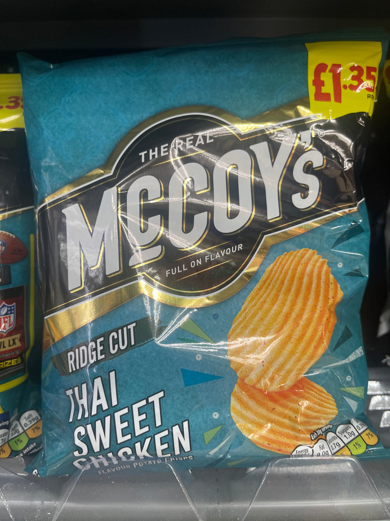 McCoy's Ridge Cut Thai Sweet Chicken Flavour Potato Crisps 65g