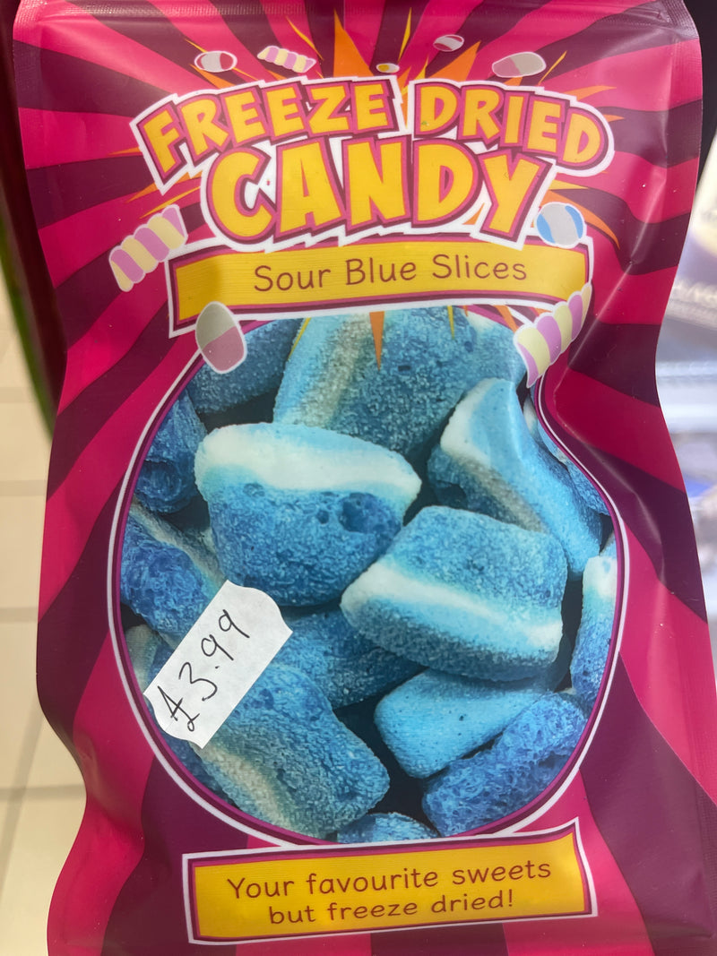 Freeze dried candy sour blue