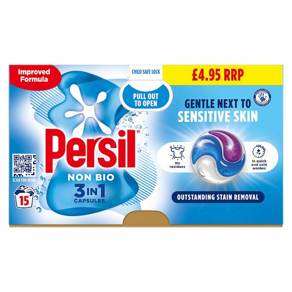 Persil 3 in 1 Washing Capsules Non Bio 15 Washes [PM £4.95 ]