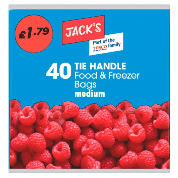 Jack's 40 Tie Handle Food & Freezer Bags Medium [PM £1.79