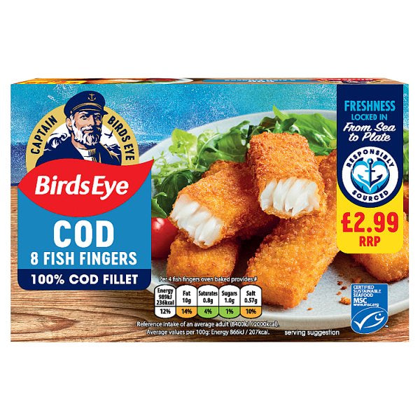 Birds Eye 8 Cod Fish Fingers 224g