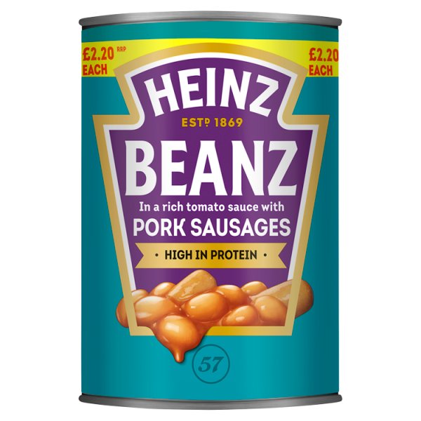 Heinz Beanz in a Rich Tomato Sauce with Pork Sausages 415g