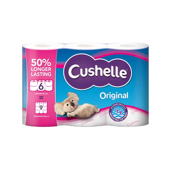 Cushelle Original 50% Longer Lasting Toilet Tissue 6 Equals 9 Regular Rolls