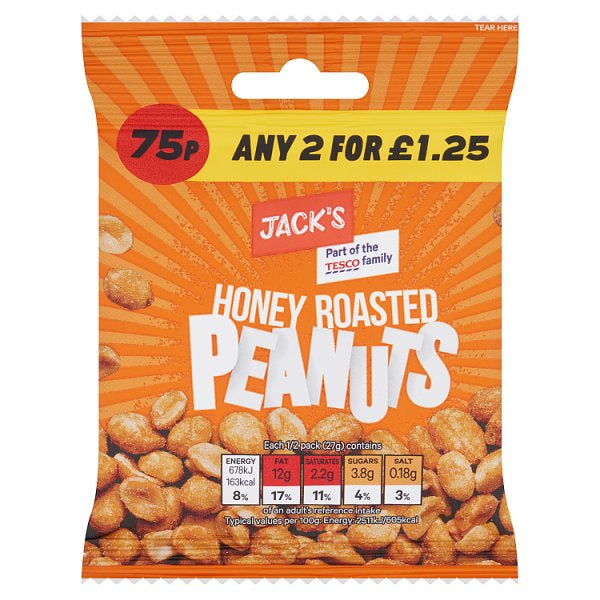 Jack's Honey Roasted Peanuts 55g [PM 75p 2 for £1.25 ]