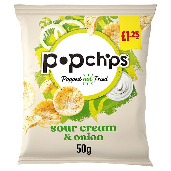 Popchips Sour Cream & Onion Flavour Potato Snacks 50g [PM £1.25 ]