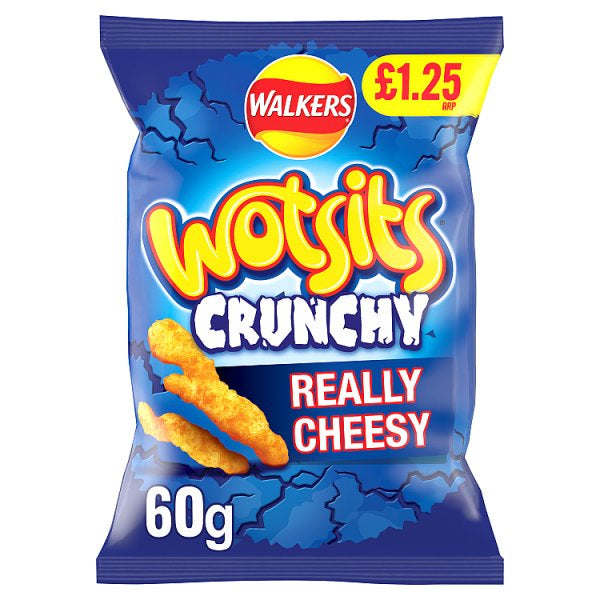 Walkers Wotsits Crunchy Really Cheesy Snacks Crisps £1.25 RRP PMP 60g [PM £1.25 ]