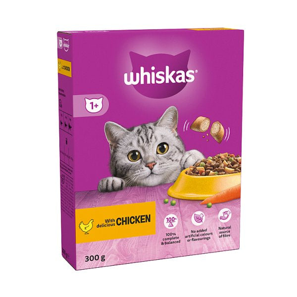 Whiskas 1+ Chicken Adult Dry Cat Food 300g