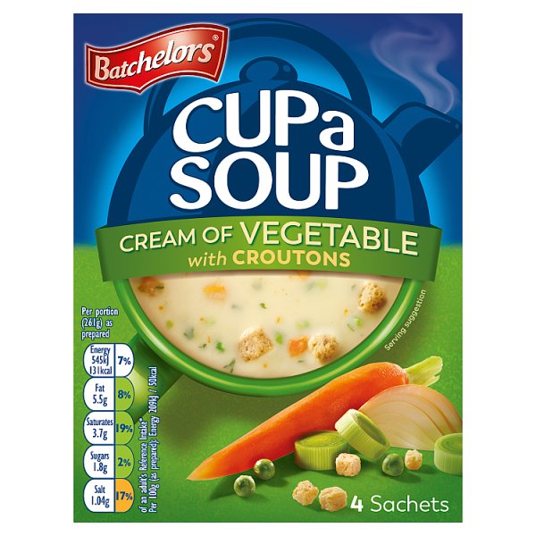 Batchelors Cup a Soup Cream of Vegetable with Croutons 4 Sachets 122g