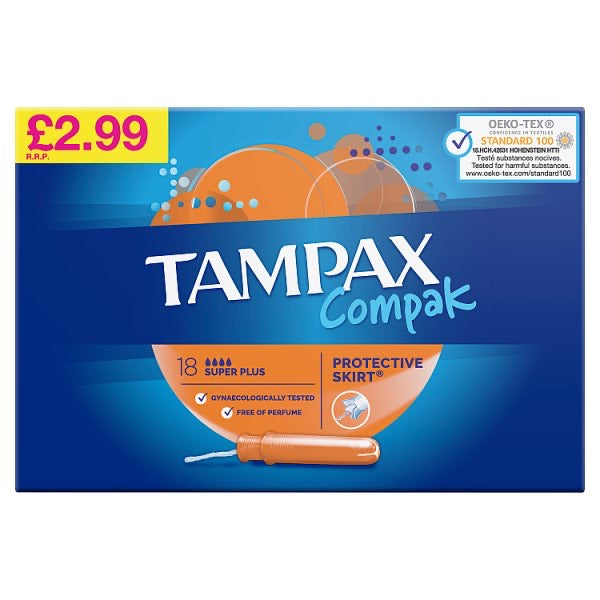 Tampax Compak Super Plus Tampons Applicator 18X