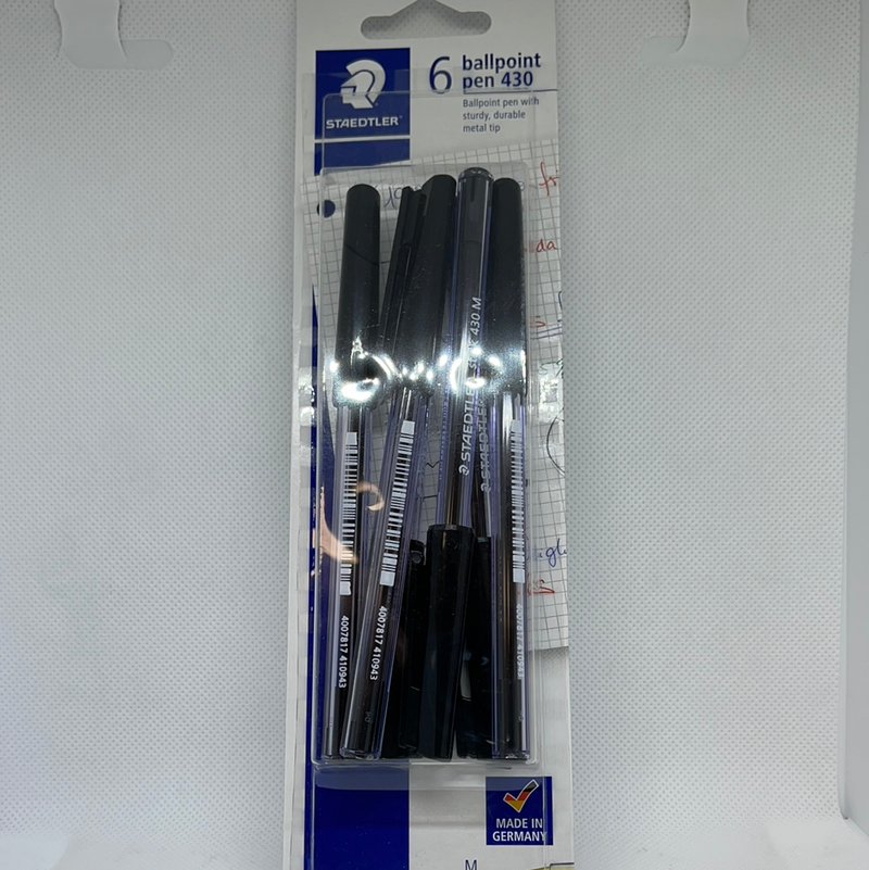 Staedtler 6 Black Ballpoint Pens