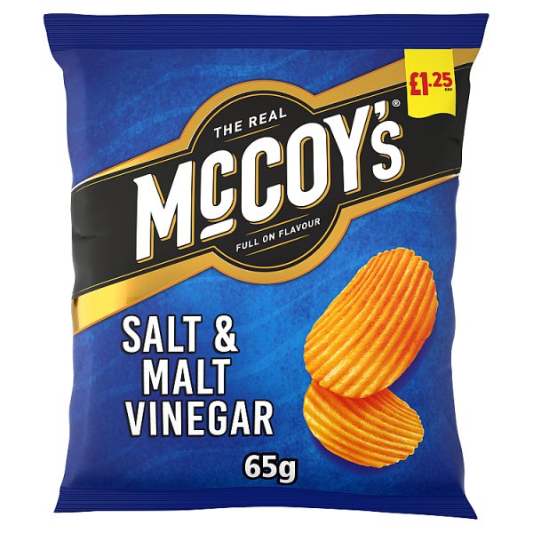 McCoy's Ridge Cut Salt & Malt Vinegar Flavour Potato Crisps 65g