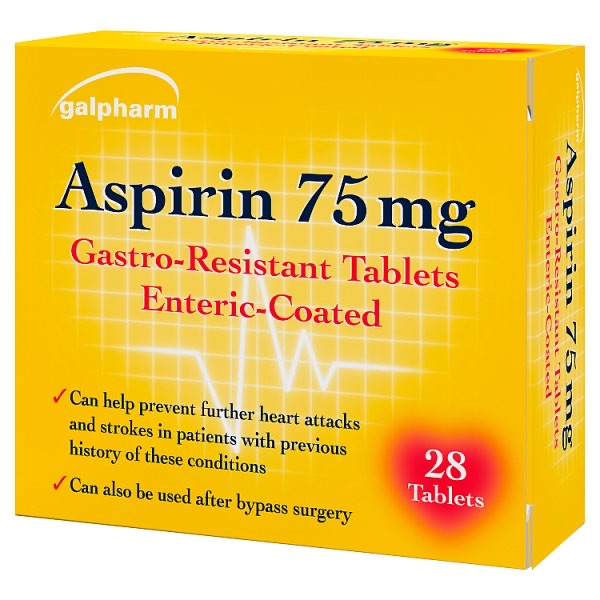 Galpharm Aspirin 75mg Gastro Resistant Tablets 28 Tablets