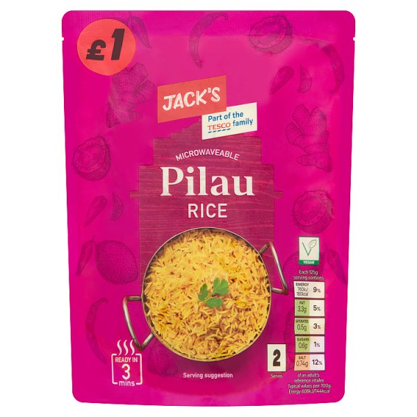 Jack's Microwaveable Pilau Rice 250g [PM £1.00 ]