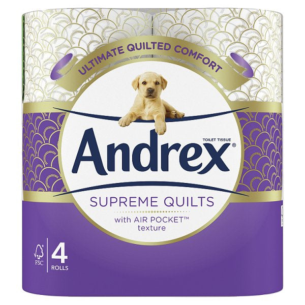 Andrex Supreme Quilts Toilet Tissue, 4 Quilted Toilet Rolls