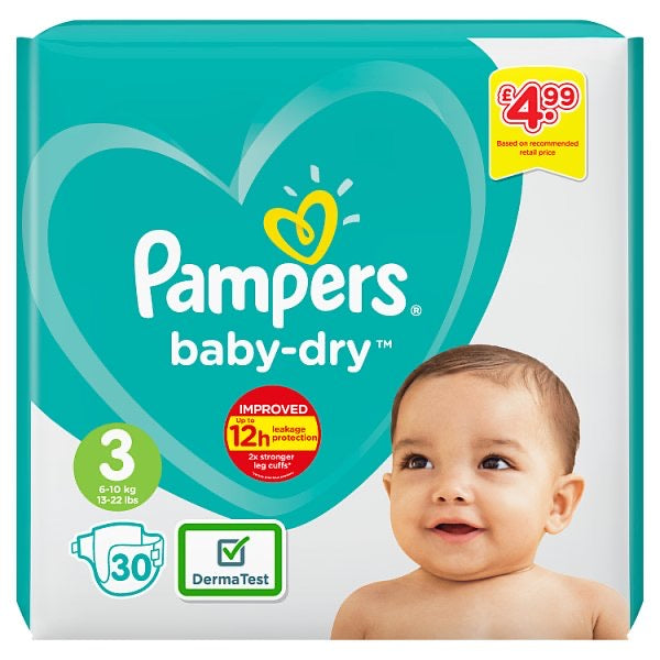 Pampers Baby-Dry Size 3 Nappies, 6-10kg,