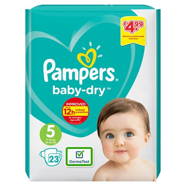 Pampers Baby-Dry Size 5 Nappies, 11-16kg,