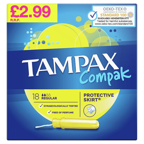 Tampax Compak Regular Tampons With Applicator X 18