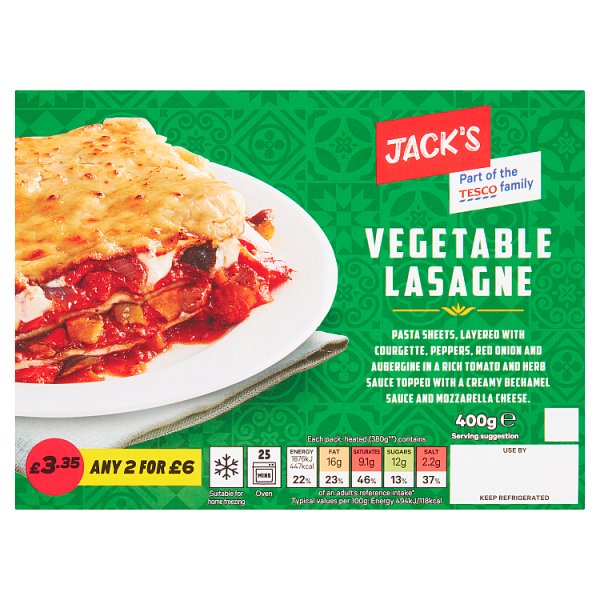 Jack's Vegetable Lasagne 400g