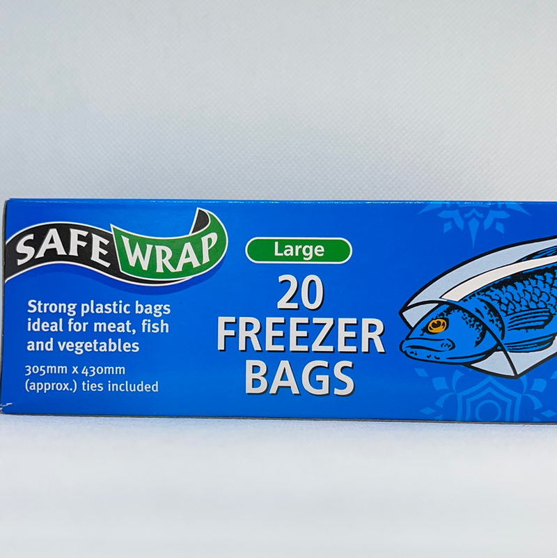 Safewrap 20 Large Freezer Bags ties includes