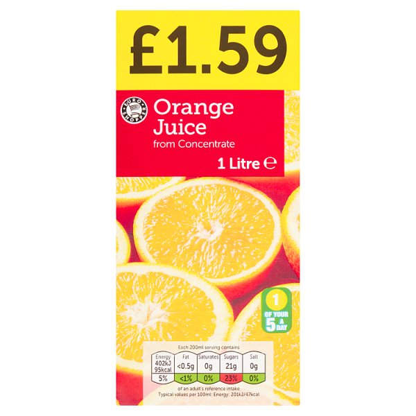 Euro Shopper Orange Juice from Concentrate 1 Litre [PM £1.59 ]