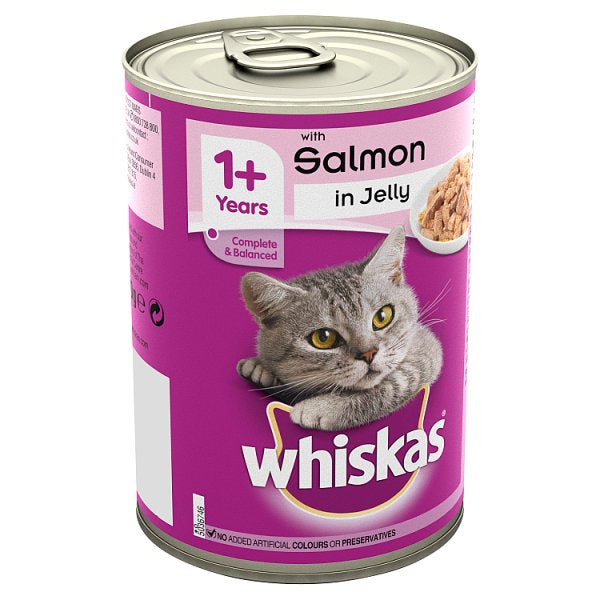 Whiskas Adult Wet Cat Food Tin Salmon in Jelly 390g