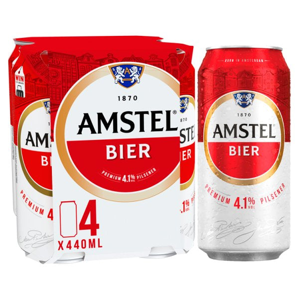 Amstel Lager Beer 4 x 440ml Cans